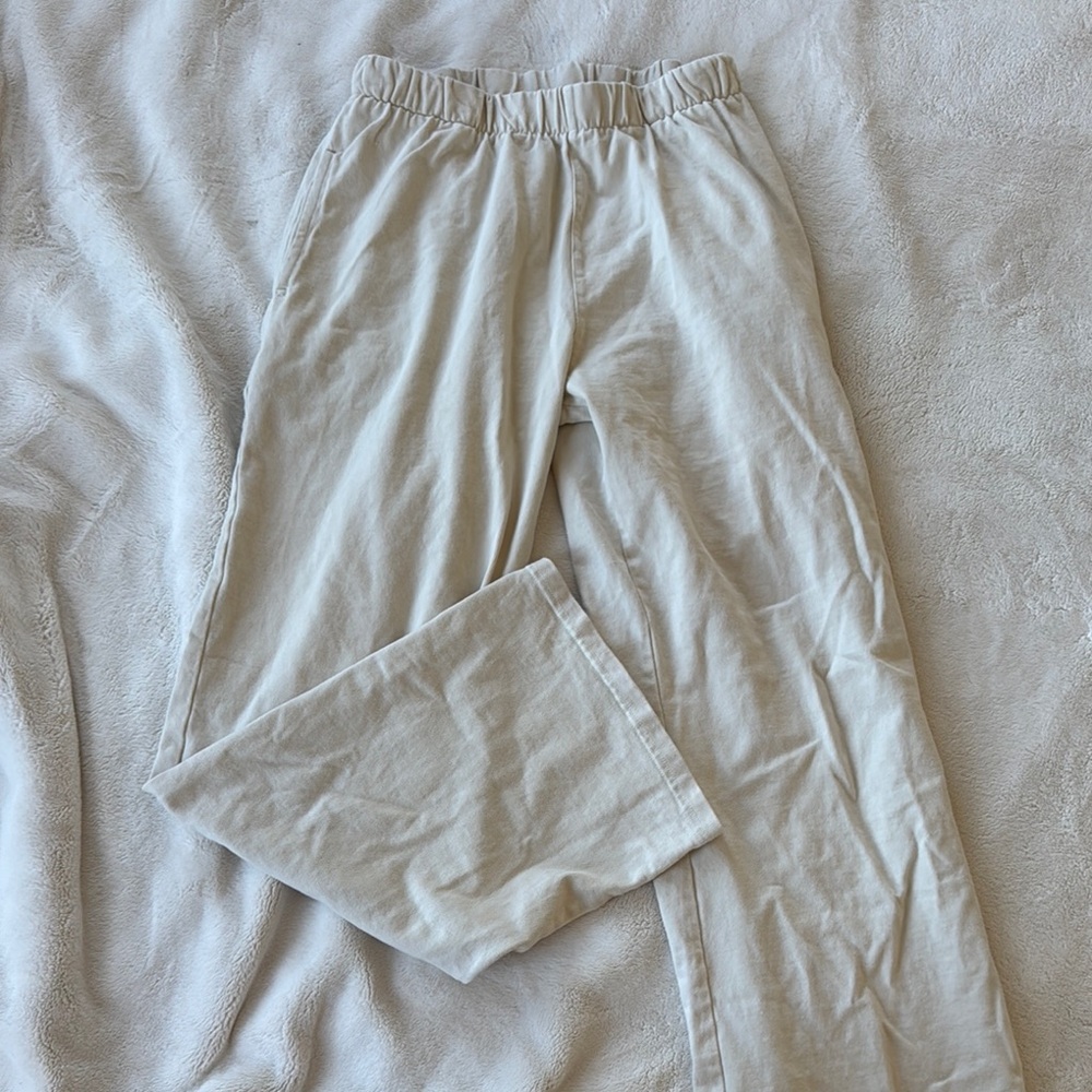 Casual Cream Wide-Leg Pants